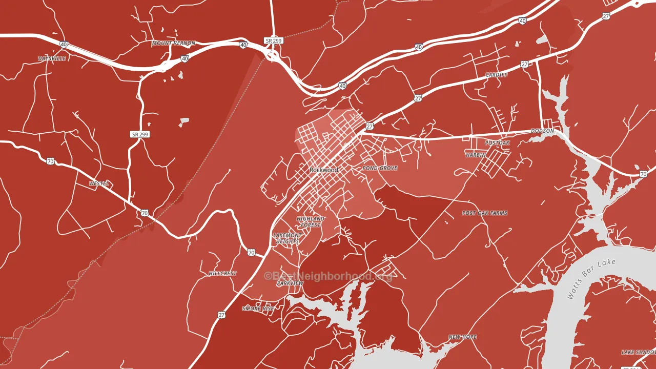 Rockwood, TN block-group political-lean map