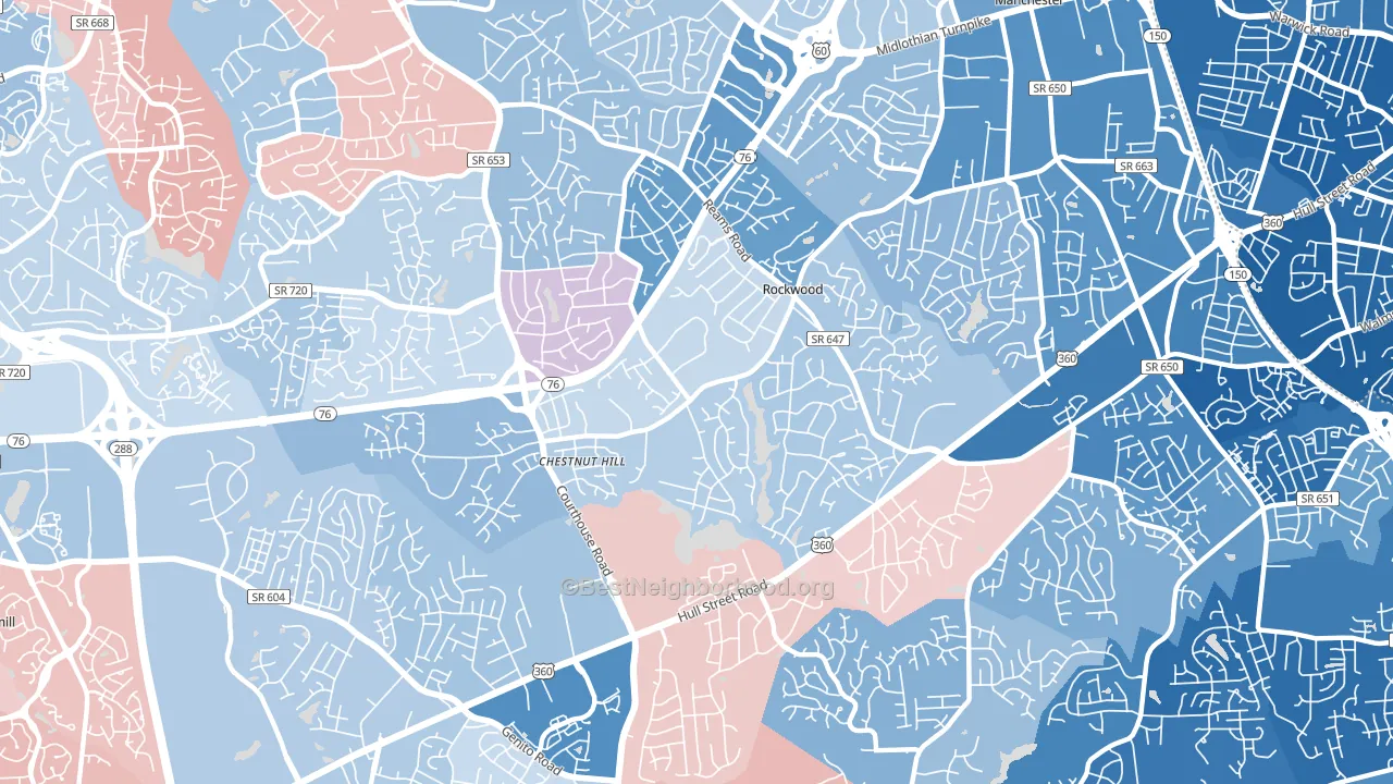 Rockwood, VA block-group political-lean map