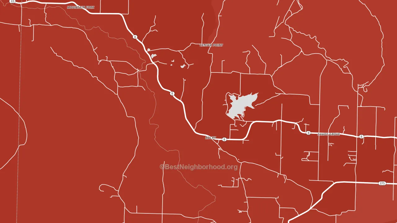 Rocky, AR block-group political-lean map