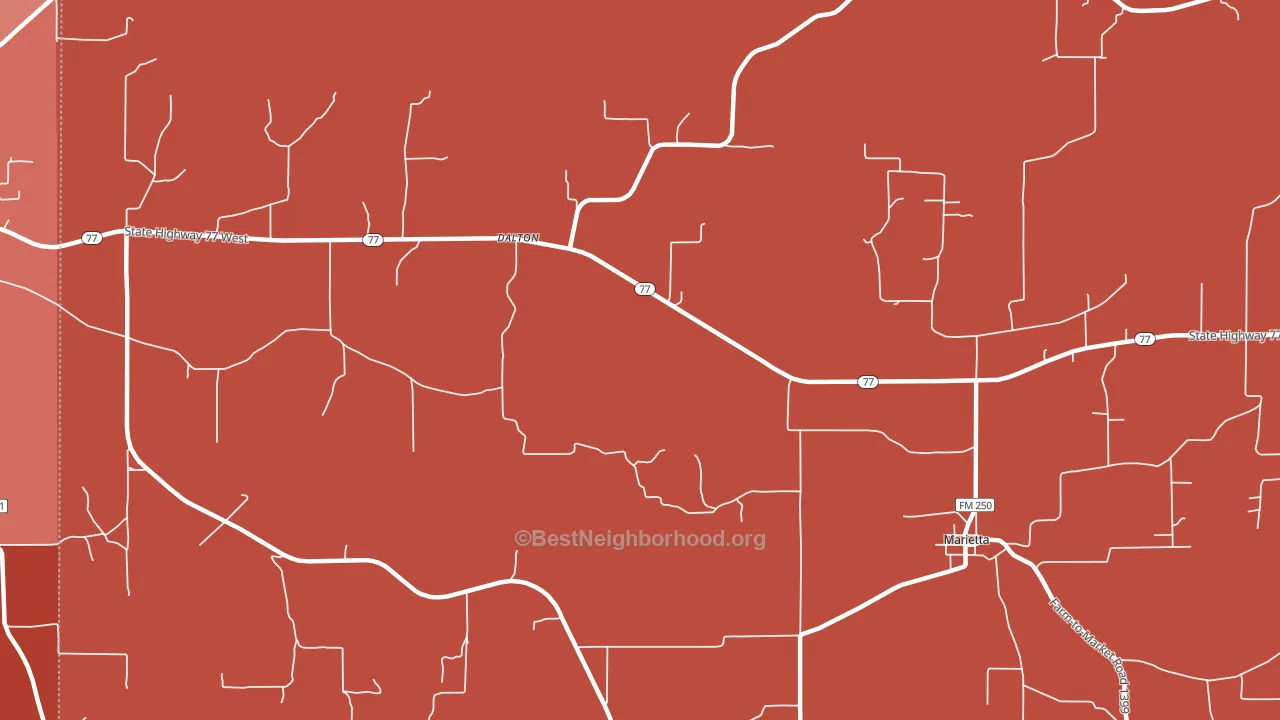 Rocky Branch, TX block-group political-lean map