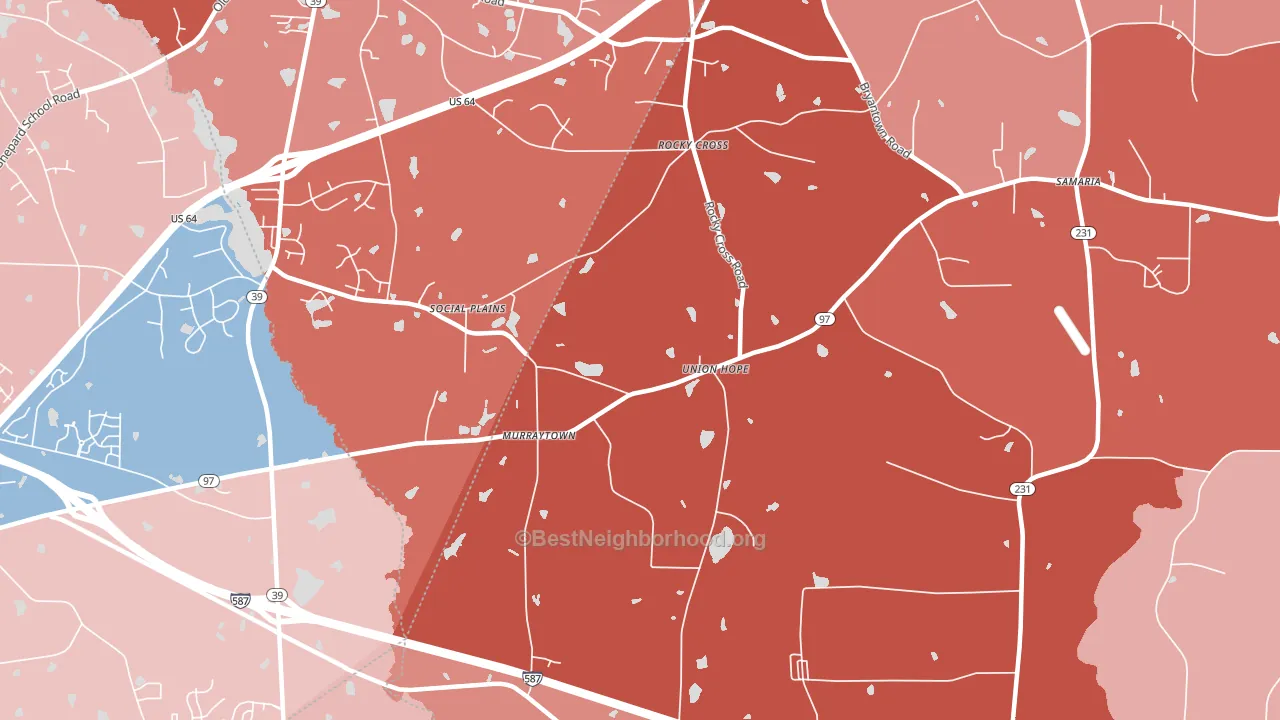 Rocky Cross, NC block-group political-lean map