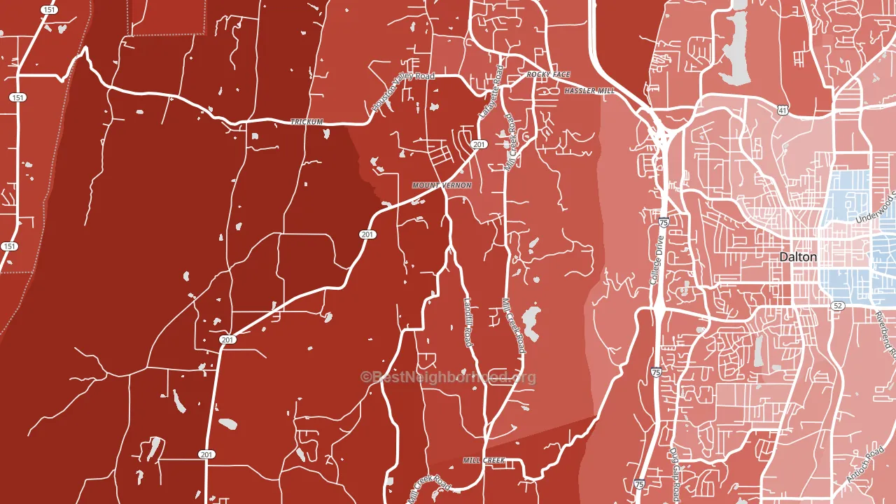 Rocky Face, GA block-group political-lean map