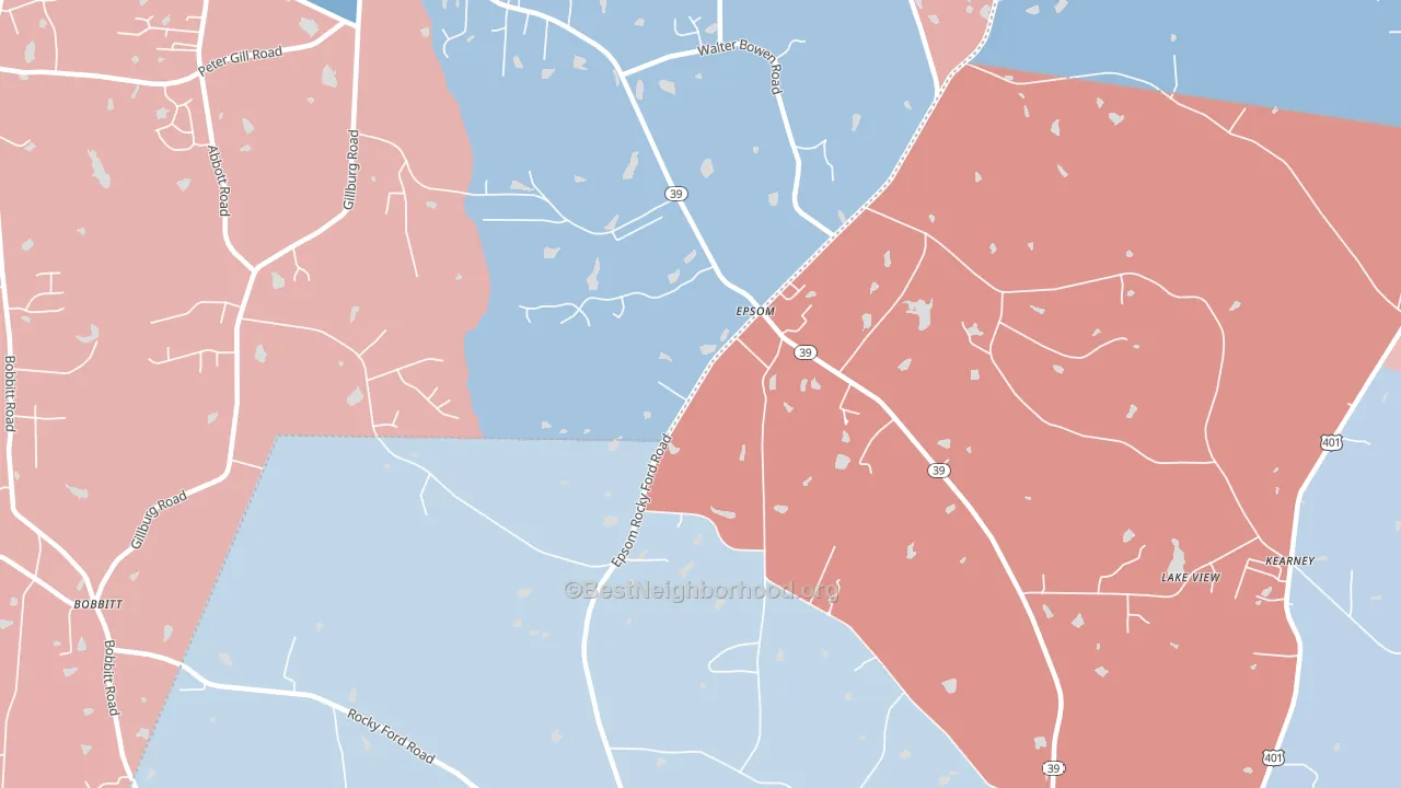 Rocky Ford, NC block-group political-lean map