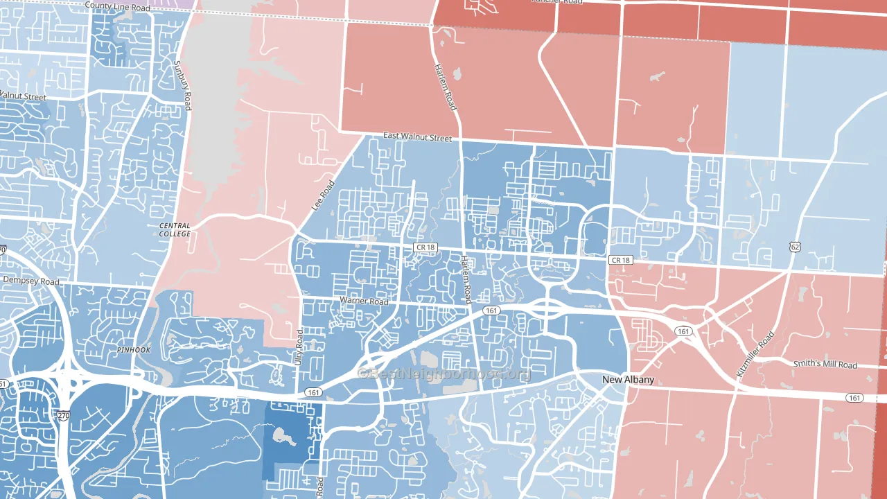 Rocky-Fork Blacklick Accord, Westerville, OH block-group political-lean map