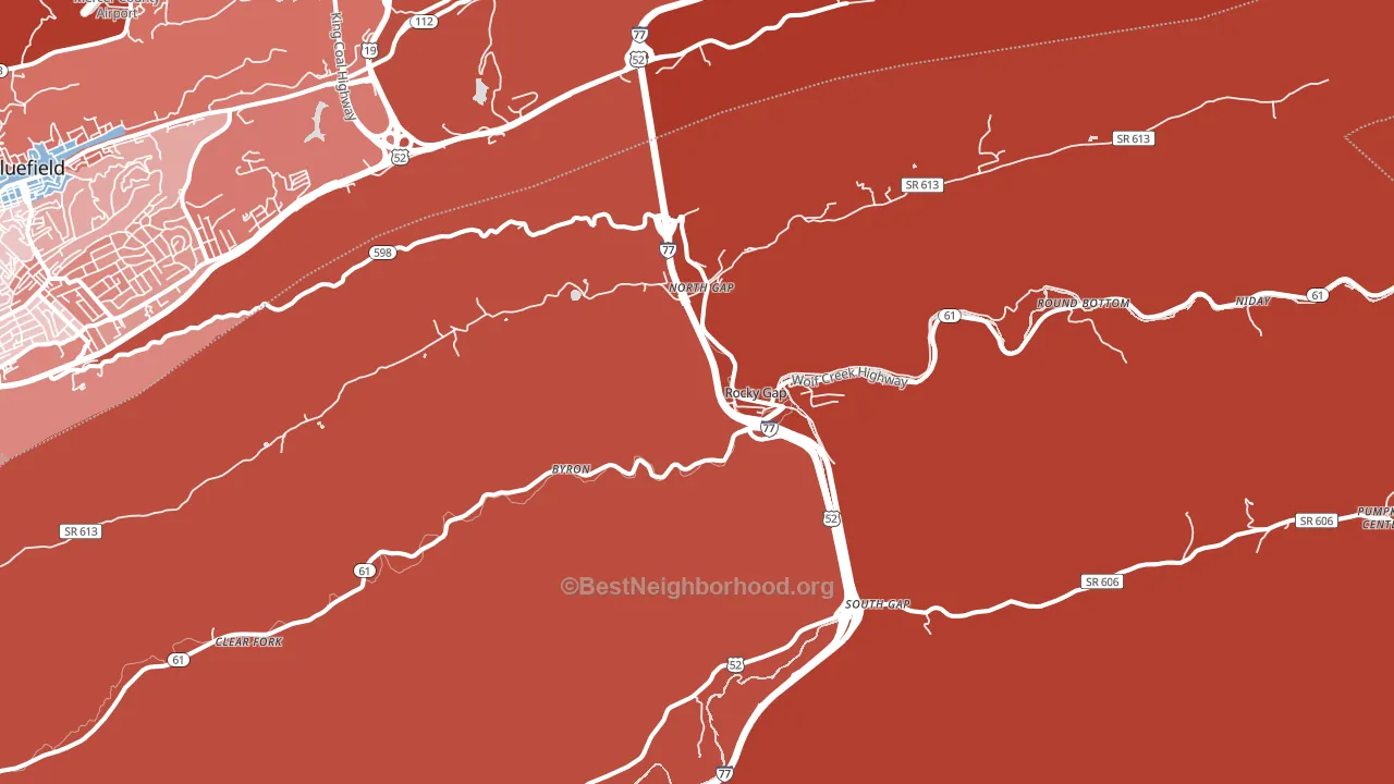 Rocky Gap, VA block-group political-lean map