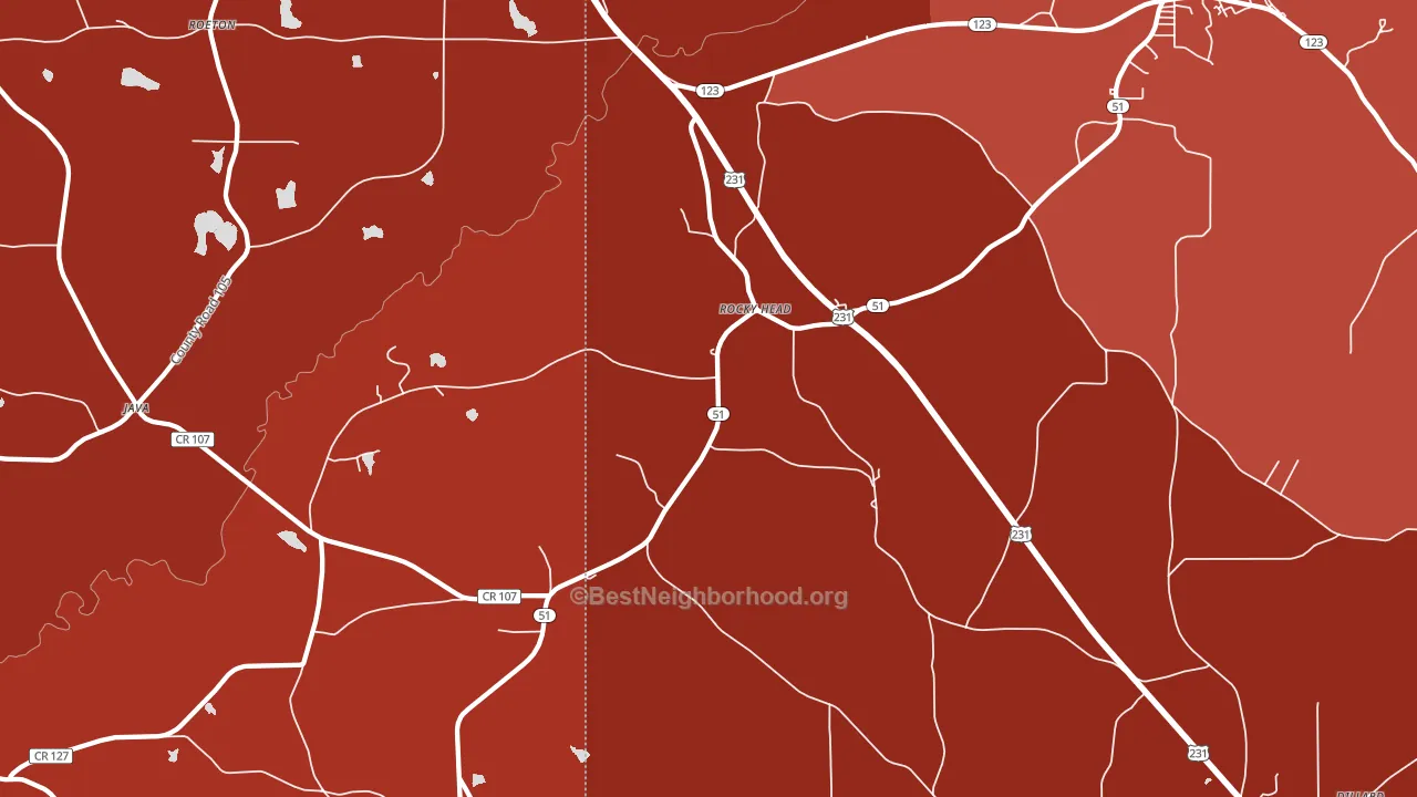 Rocky Head, AL block-group political-lean map