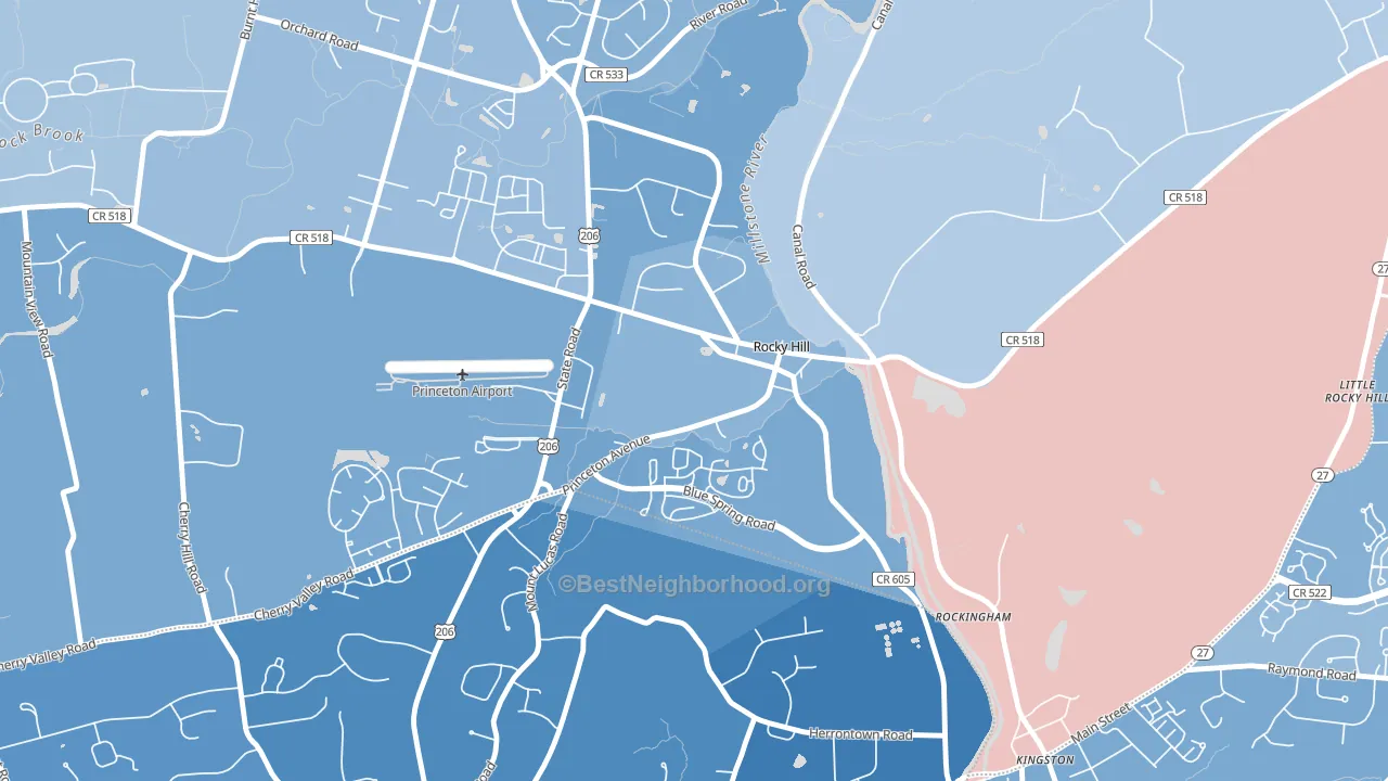Rocky Hill, NJ block-group political-lean map