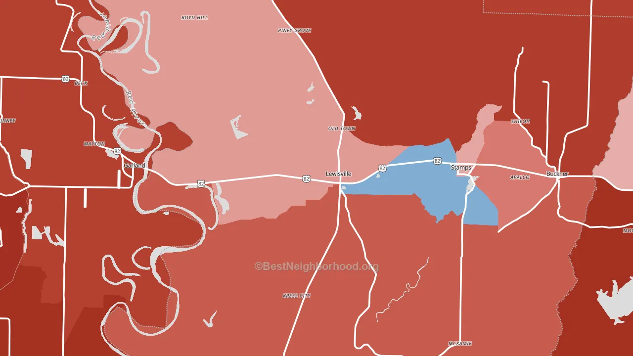 Rocky Mound, AR block-group political-lean map