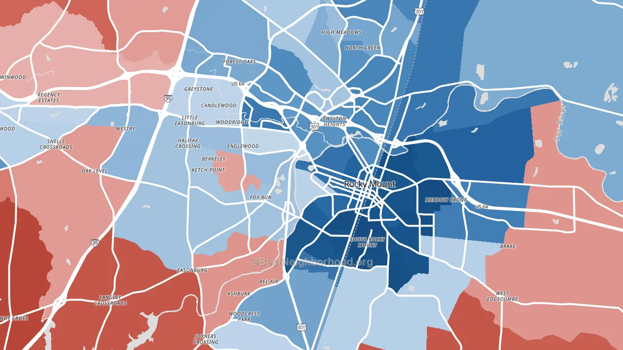 Rocky Mount, NC block-group political-lean map