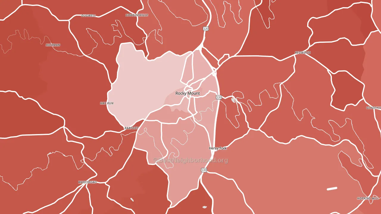 Rocky Mount, VA block-group political-lean map
