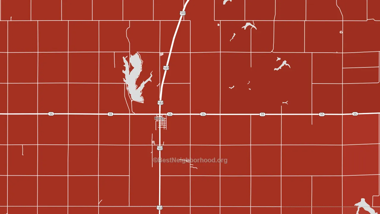 Rocky, OK block-group political-lean map