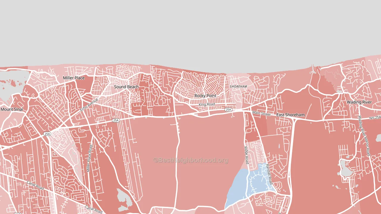 Rocky Point, NY block-group political-lean map