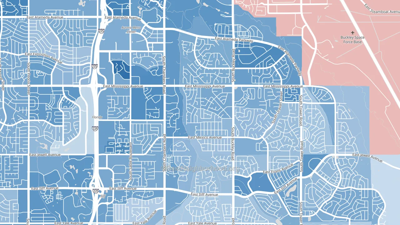 Rocky Ridge, Aurora, CO block-group political-lean map