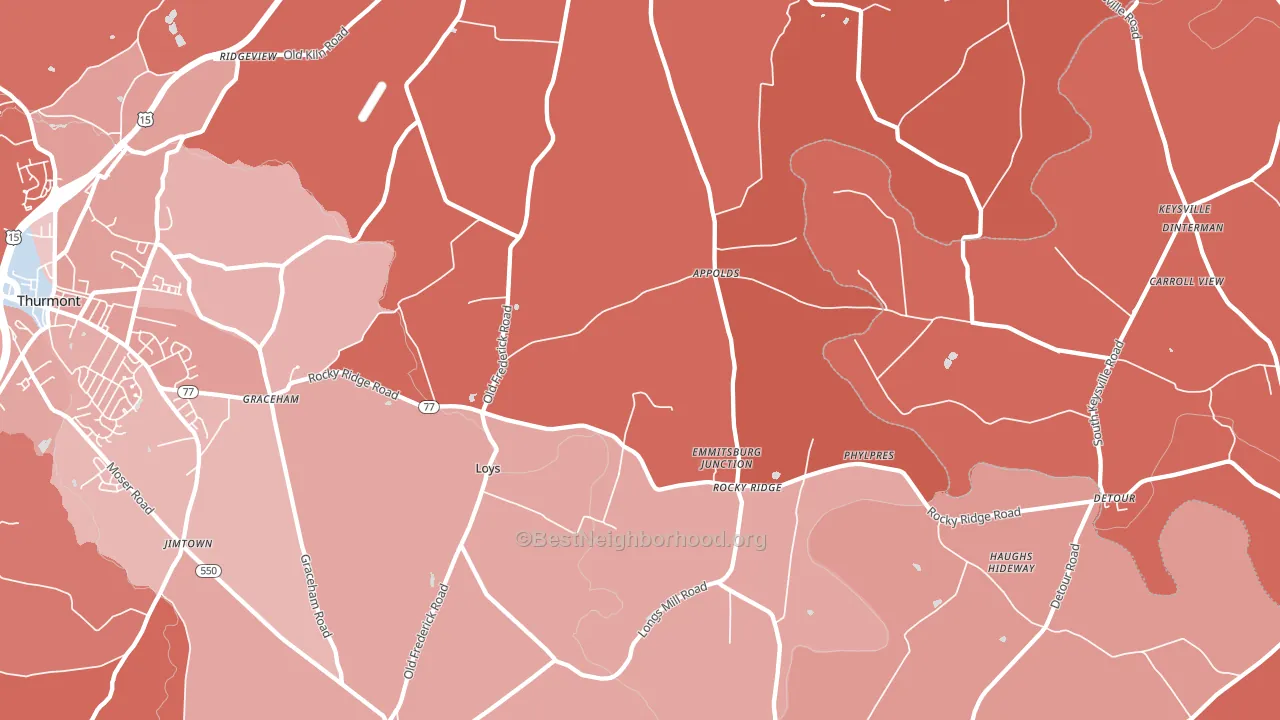 Rocky Ridge, MD block-group political-lean map
