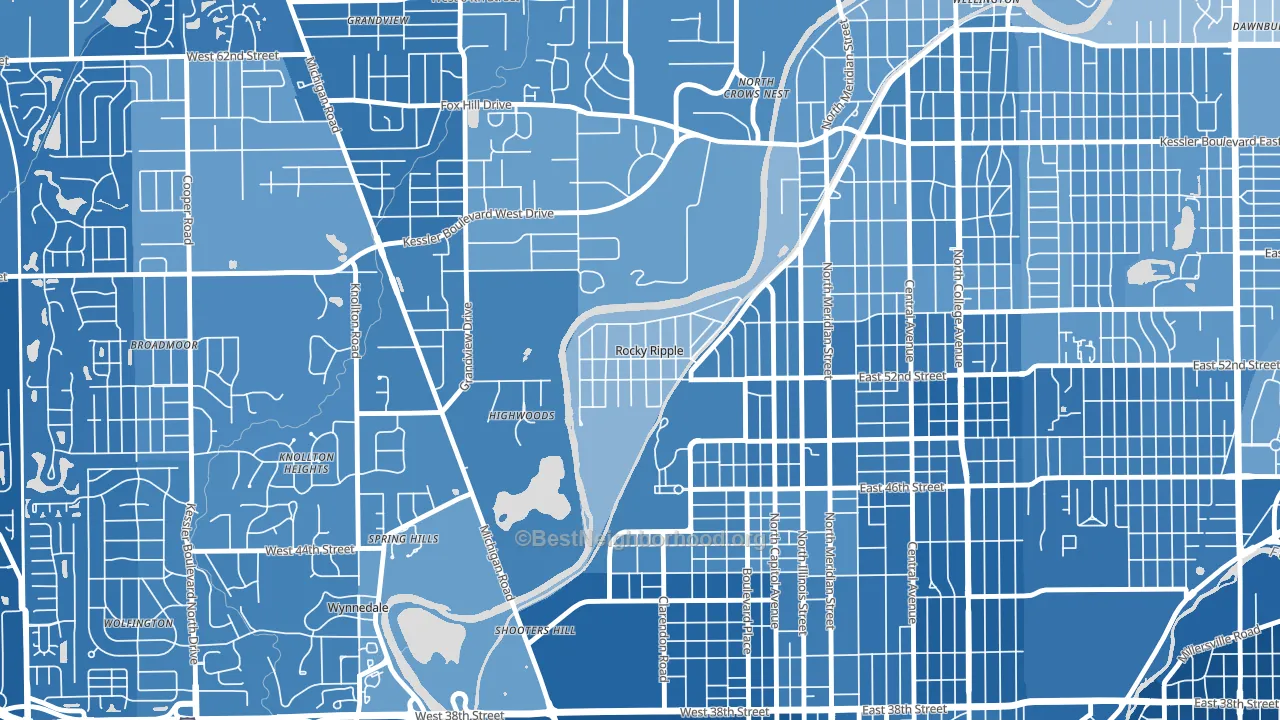 Rocky Ripple, IN block-group political-lean map