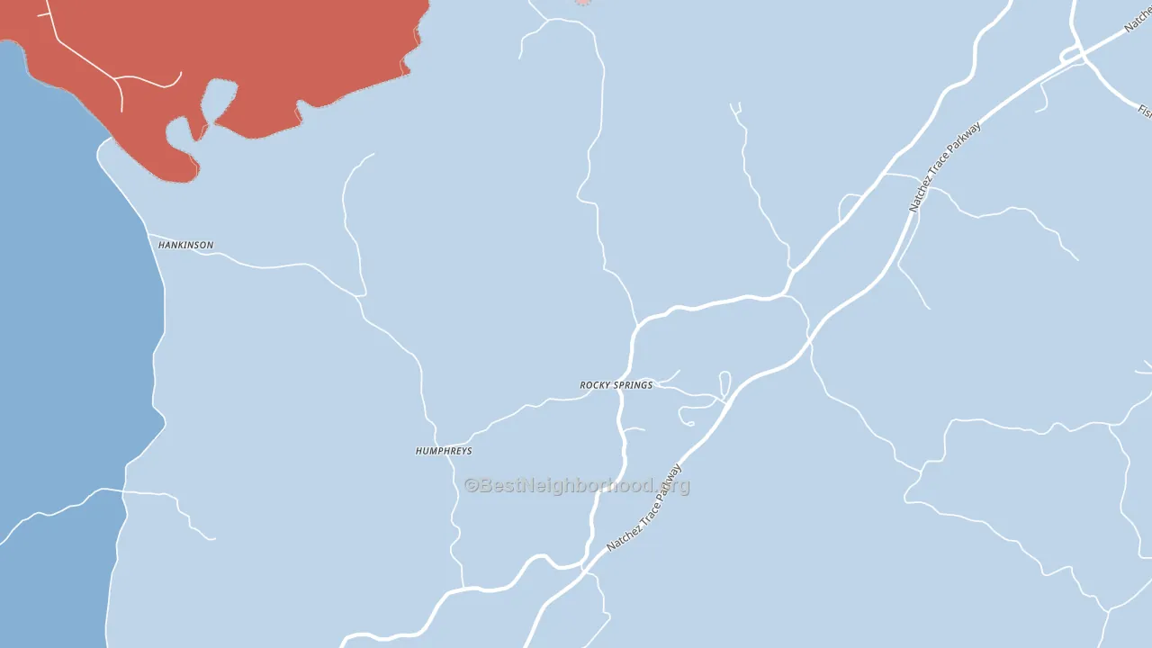 Rocky Springs, MS block-group political-lean map