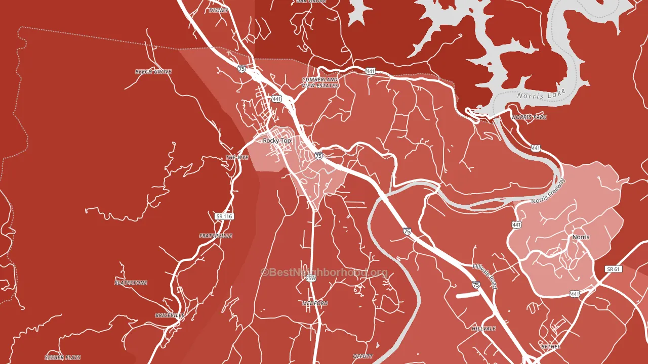 Rocky Top, TN block-group political-lean map