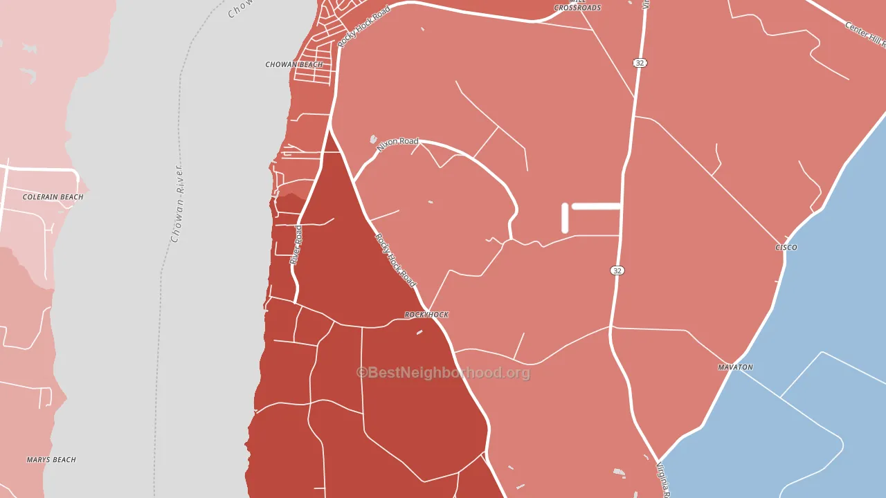 Rockyhock, NC block-group political-lean map