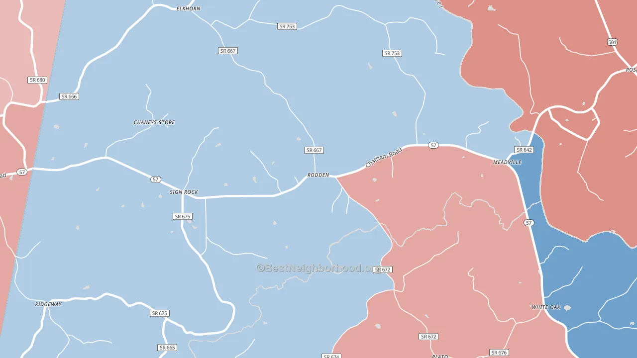 Rodden, VA block-group political-lean map