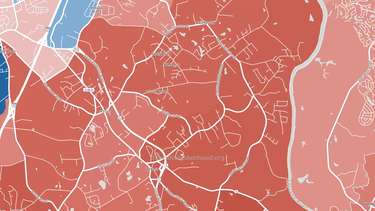 Roddy, SC block-group political-lean map