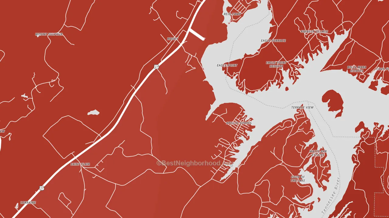 Roddy, TN block-group political-lean map