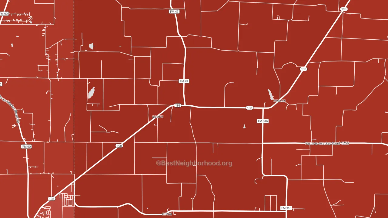 Roddy, TX block-group political-lean map