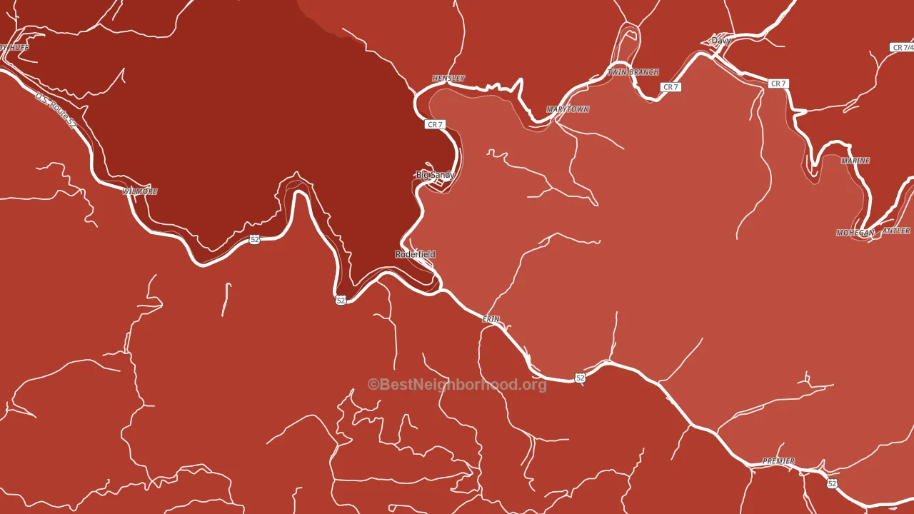 Roderfield, WV block-group political-lean map