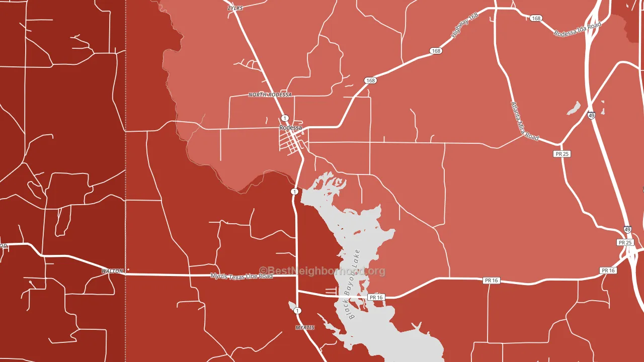 Rodessa, LA block-group political-lean map