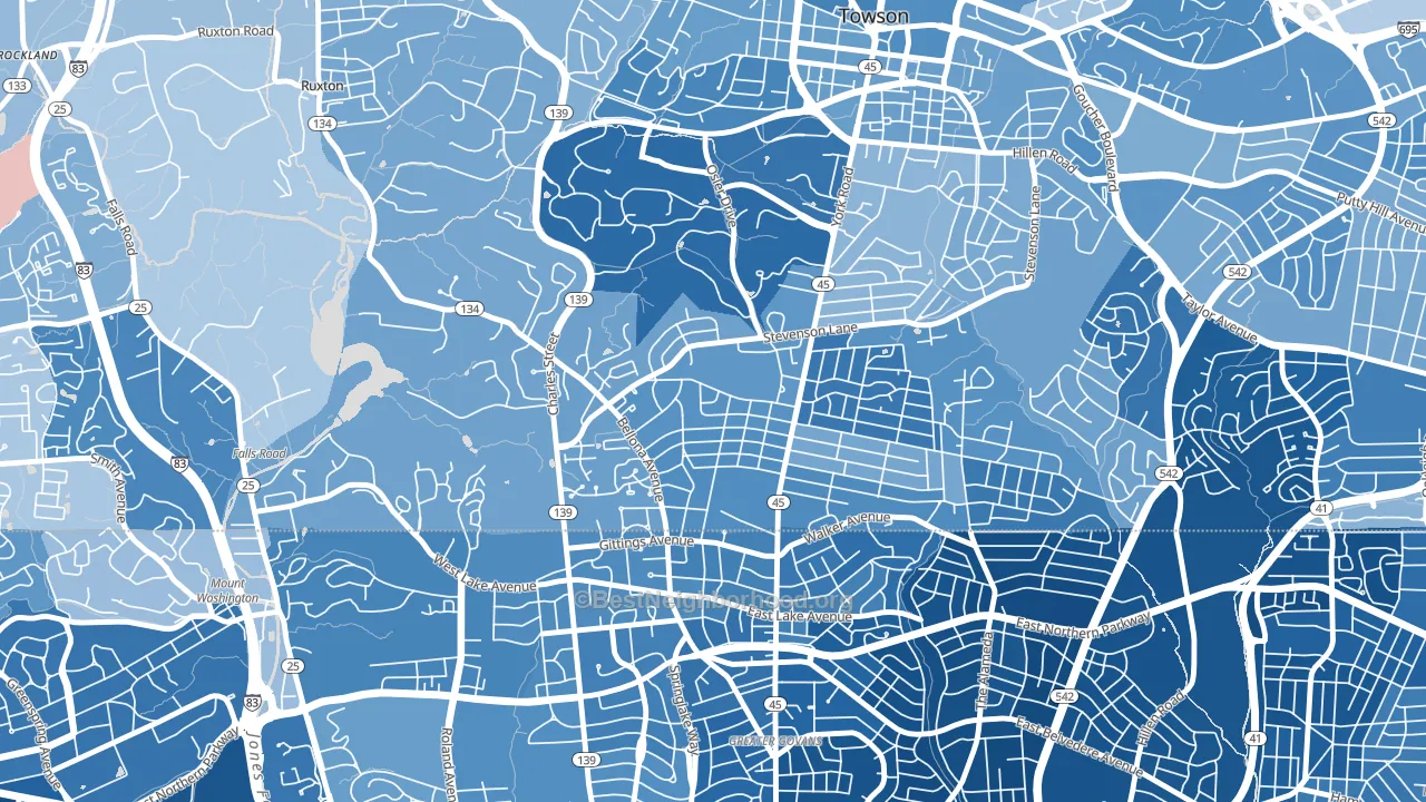 Rodgers Forge, Towson, MD block-group political-lean map