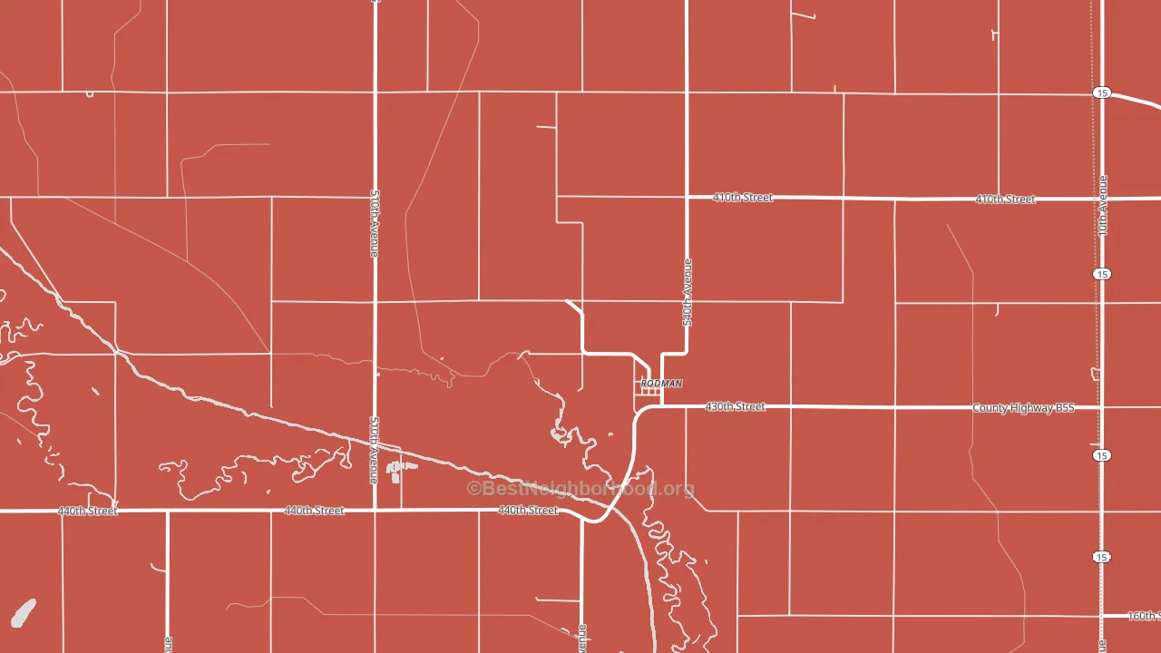 Rodman, IA block-group political-lean map
