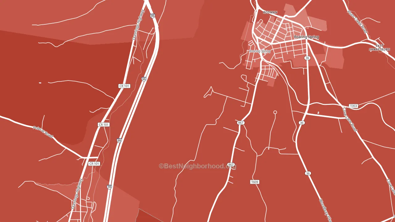 Rodman, PA block-group political-lean map