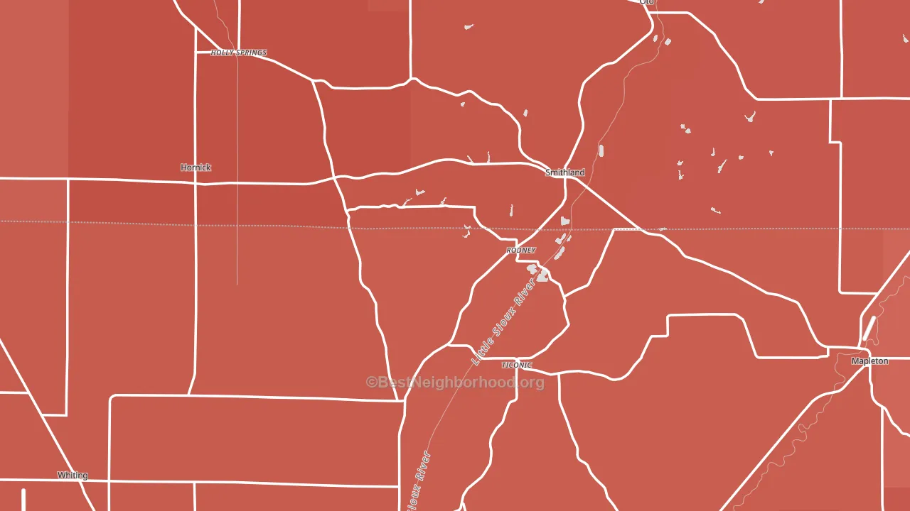 Rodney, IA block-group political-lean map