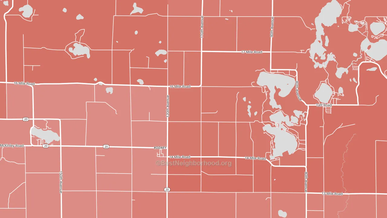 Rodney, MI block-group political-lean map