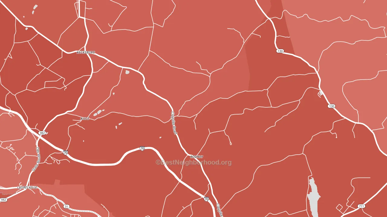 Rodney, PA block-group political-lean map