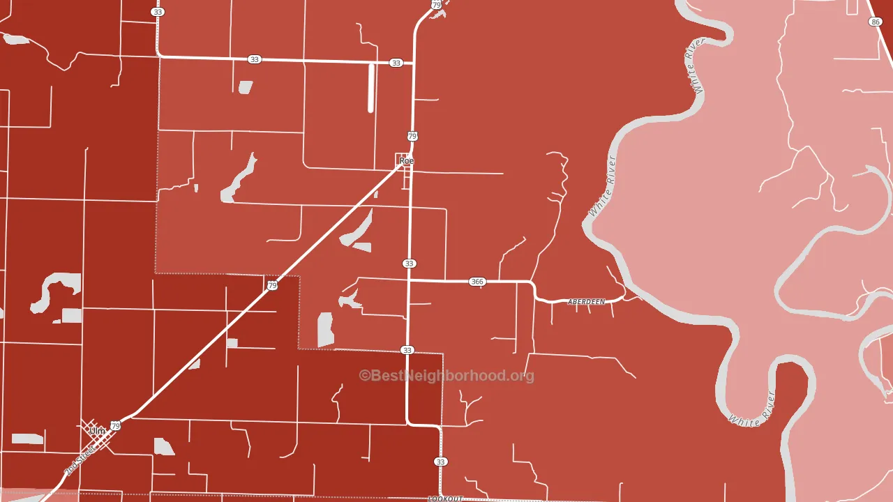 Roe, AR block-group political-lean map