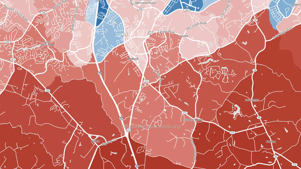 Roebuck, SC block-group political-lean map