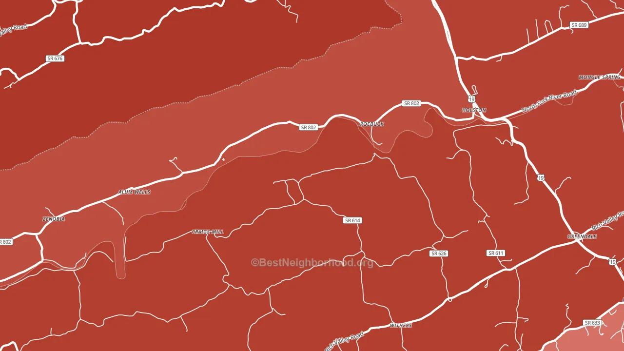 Roebuck, VA block-group political-lean map