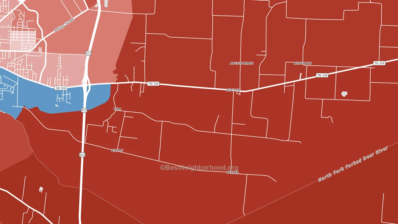 RoEllen, TN block-group political-lean map