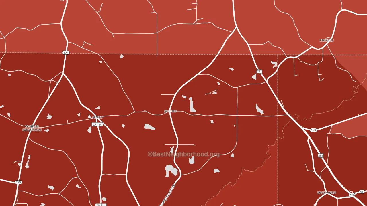 Roeton, AL block-group political-lean map