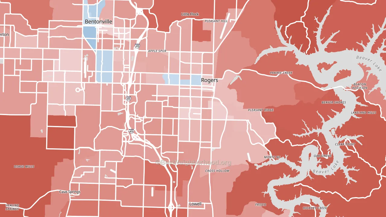 Rogers, AR block-group political-lean map