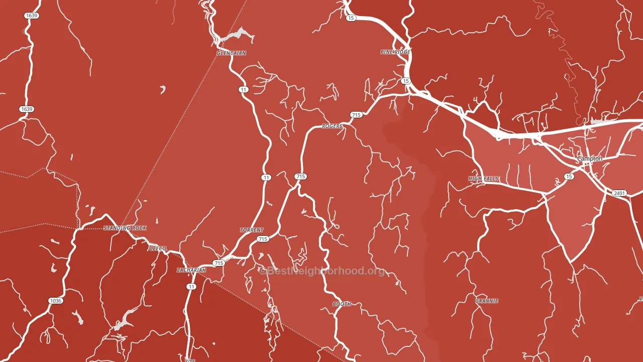 Rogers, KY block-group political-lean map