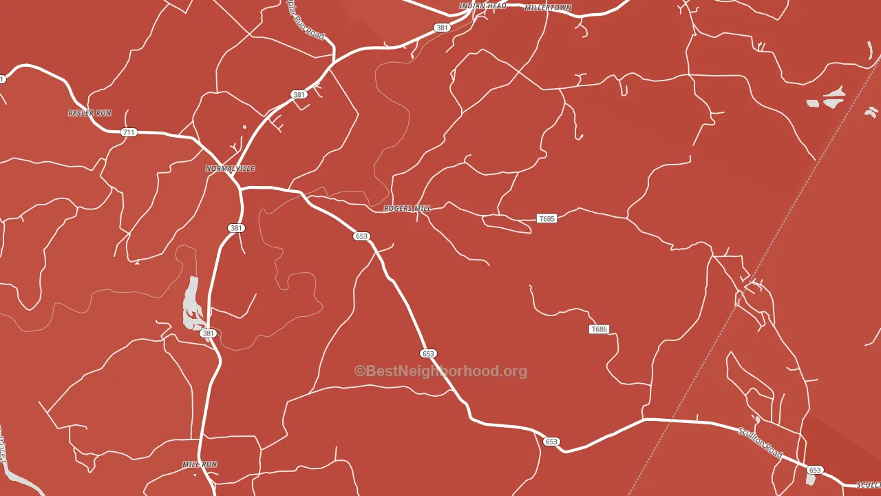 Rogers Mill, PA block-group political-lean map