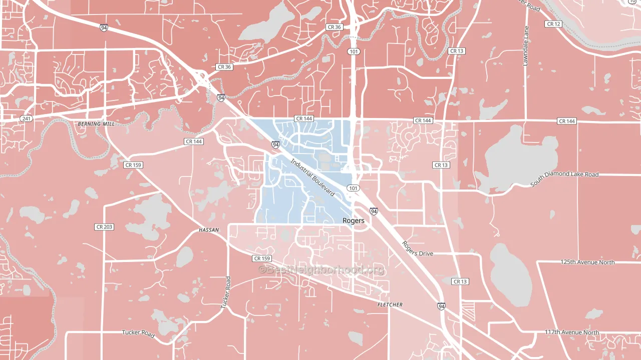 Rogers, MN block-group political-lean map