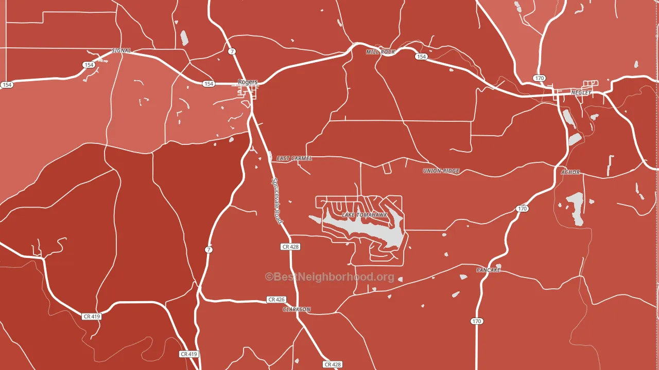 Rogers, OH block-group political-lean map