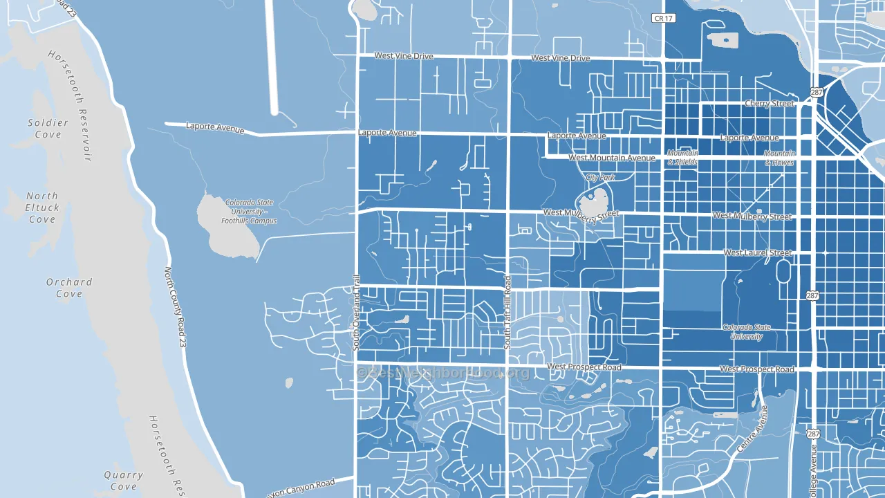Rogers Park, Fort Collins, CO block-group political-lean map
