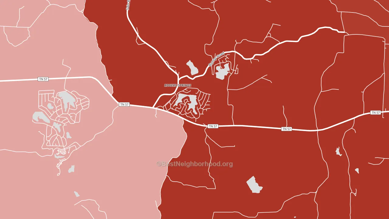 Rogers Spring, TN block-group political-lean map