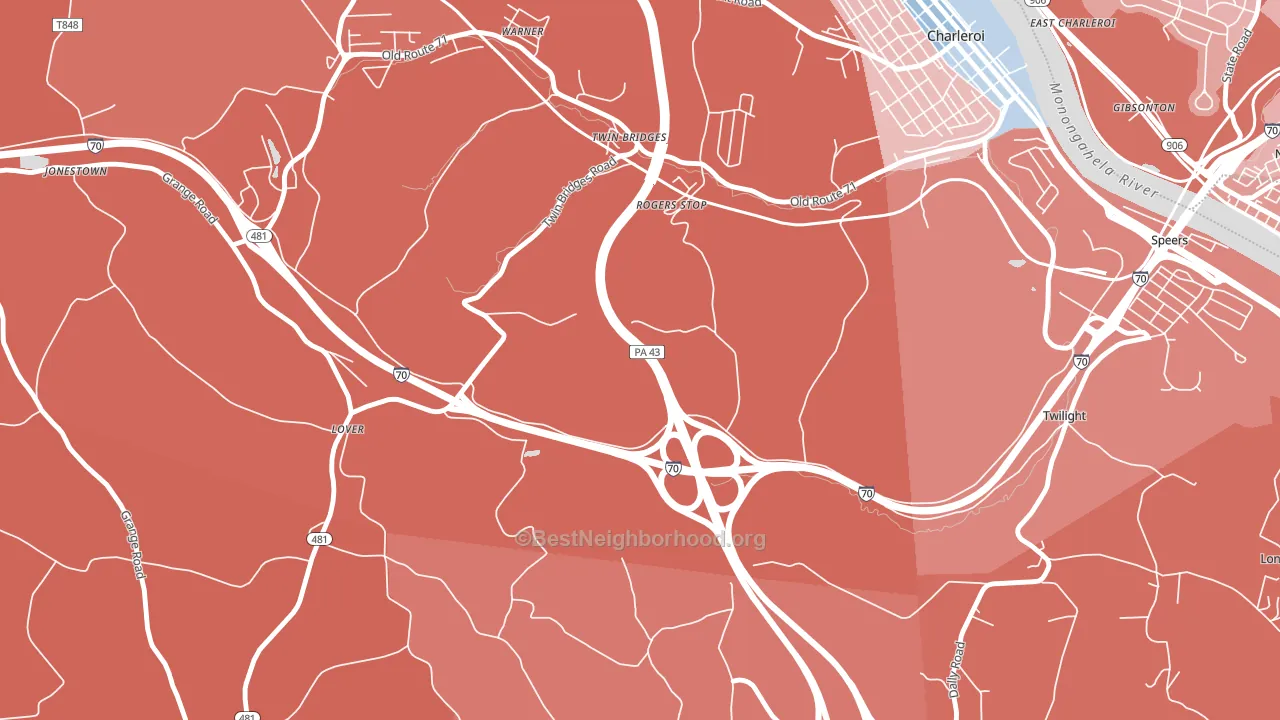 Rogers Stop, PA block-group political-lean map
