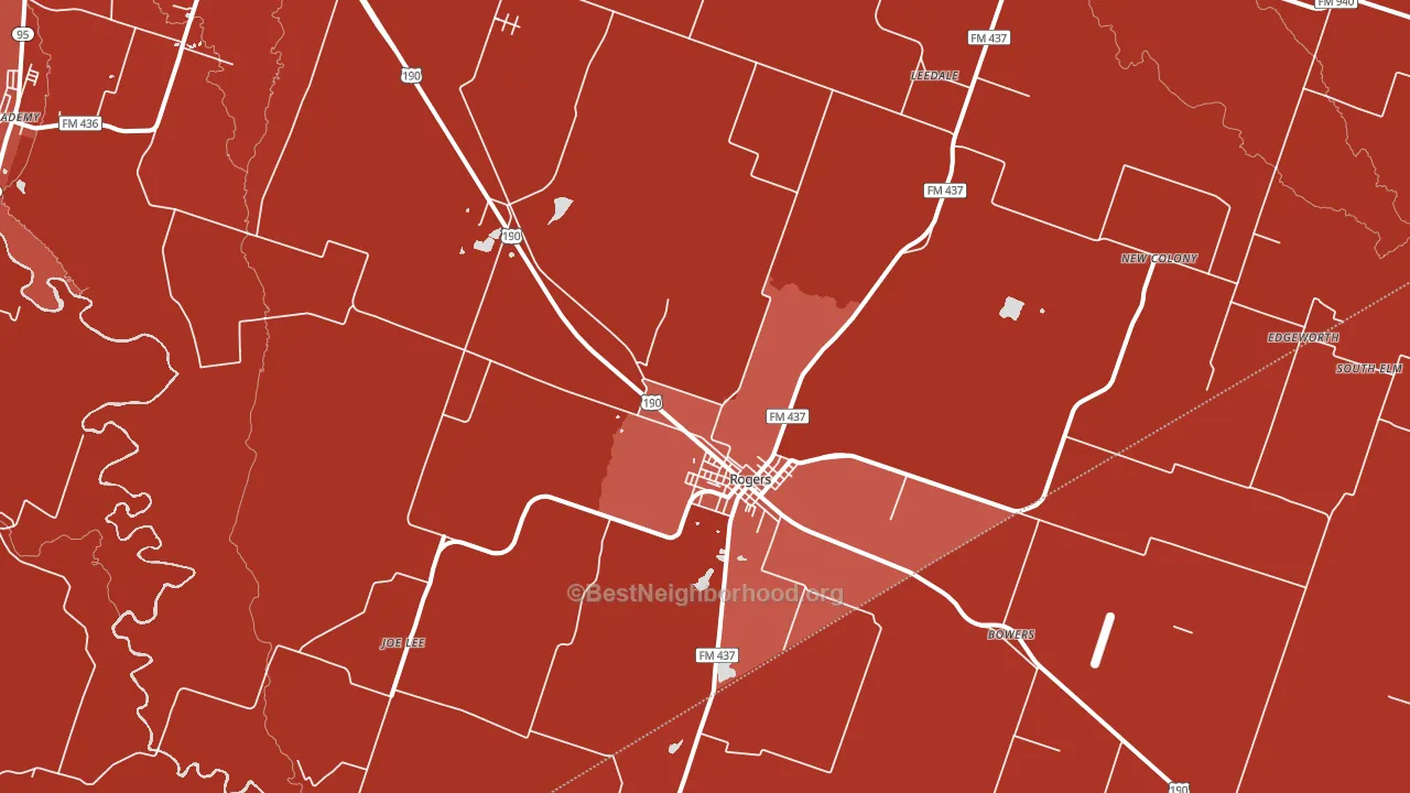 Rogers, TX block-group political-lean map