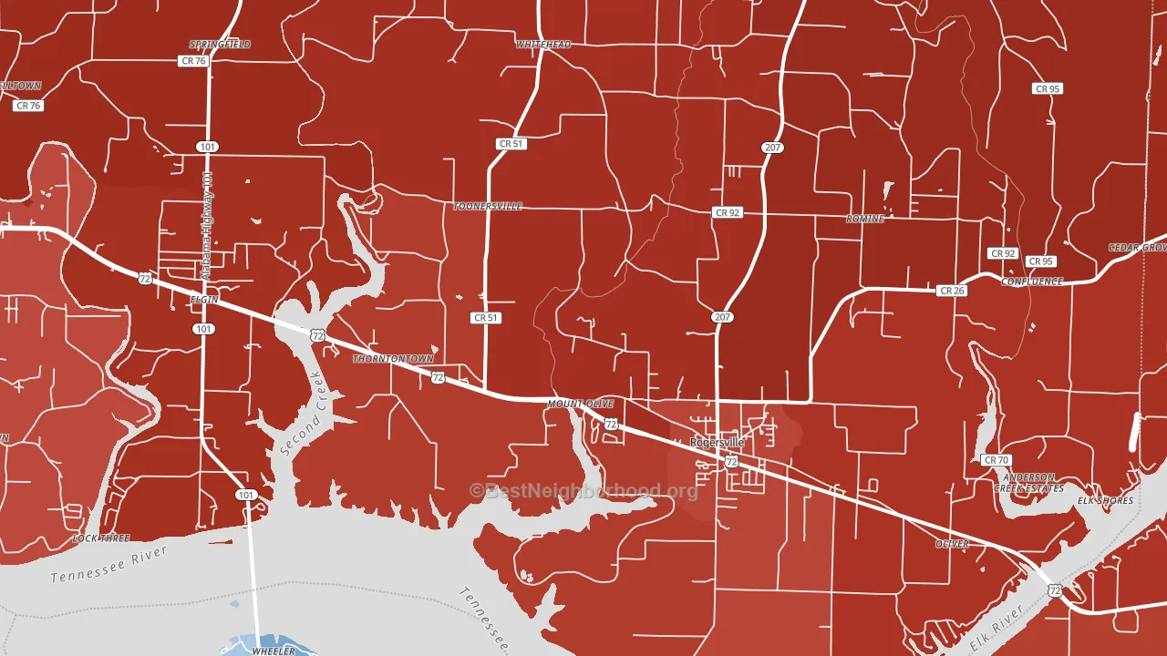 Rogersville, AL block-group political-lean map