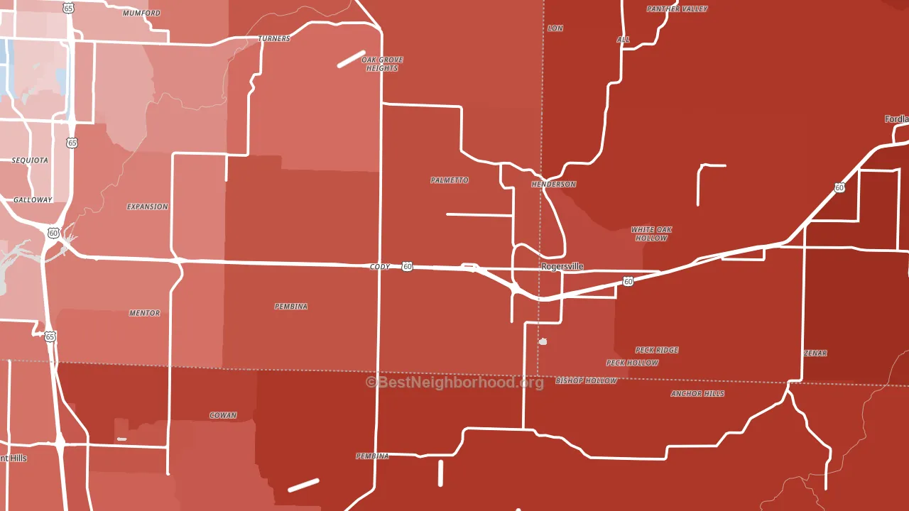 Rogersville, MO block-group political-lean map